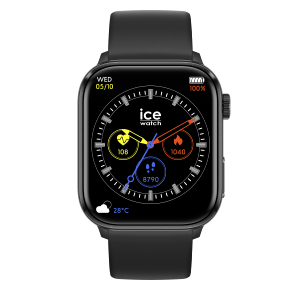 ICE Watch Smartwatch mit schwarzem Gehäuse, schwarzem Silikonarmband und digitalem Zifferblatt mit Fitnessanzeigen