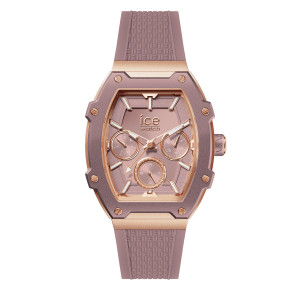 ICE Watch Chronograph mit roségoldenem Gehäuse, mauvefarbenem Zifferblatt und passendem Silikonarmband
