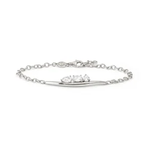 Feines Silberarmband mit drei funkelnden Zirkonia-Steinen und verstellbarem Kettenverschluss